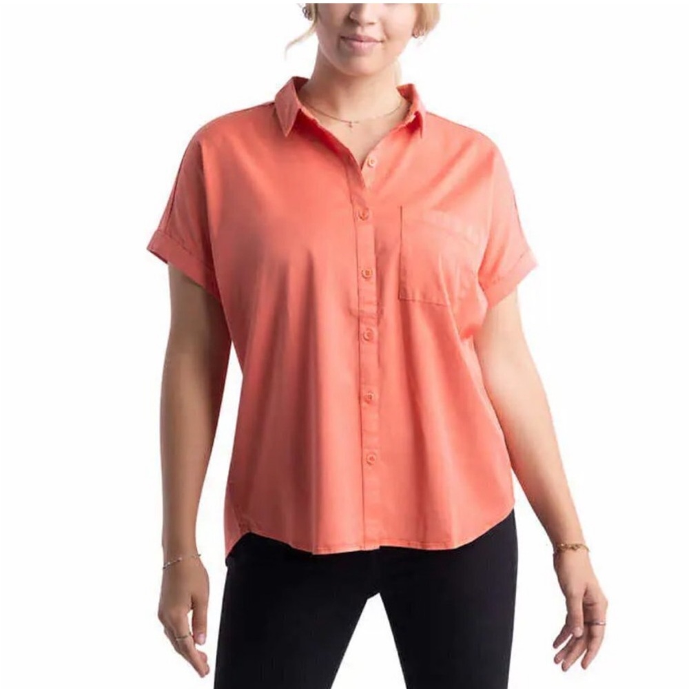 NEW Como Vintage TencelCap Sleeve Blouse | Salmon/Pink Size Medium